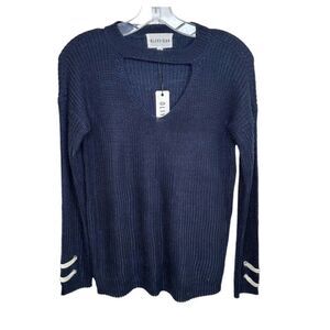Olive + Oak Sweater V Neck Stretch Soft Navy Ivory Extra Small Women NWT